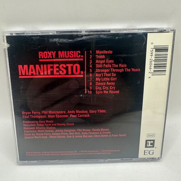 Manifesto Roxy Music CD Album E.G. Records 1979 926046-2 - Picture 2 of 4